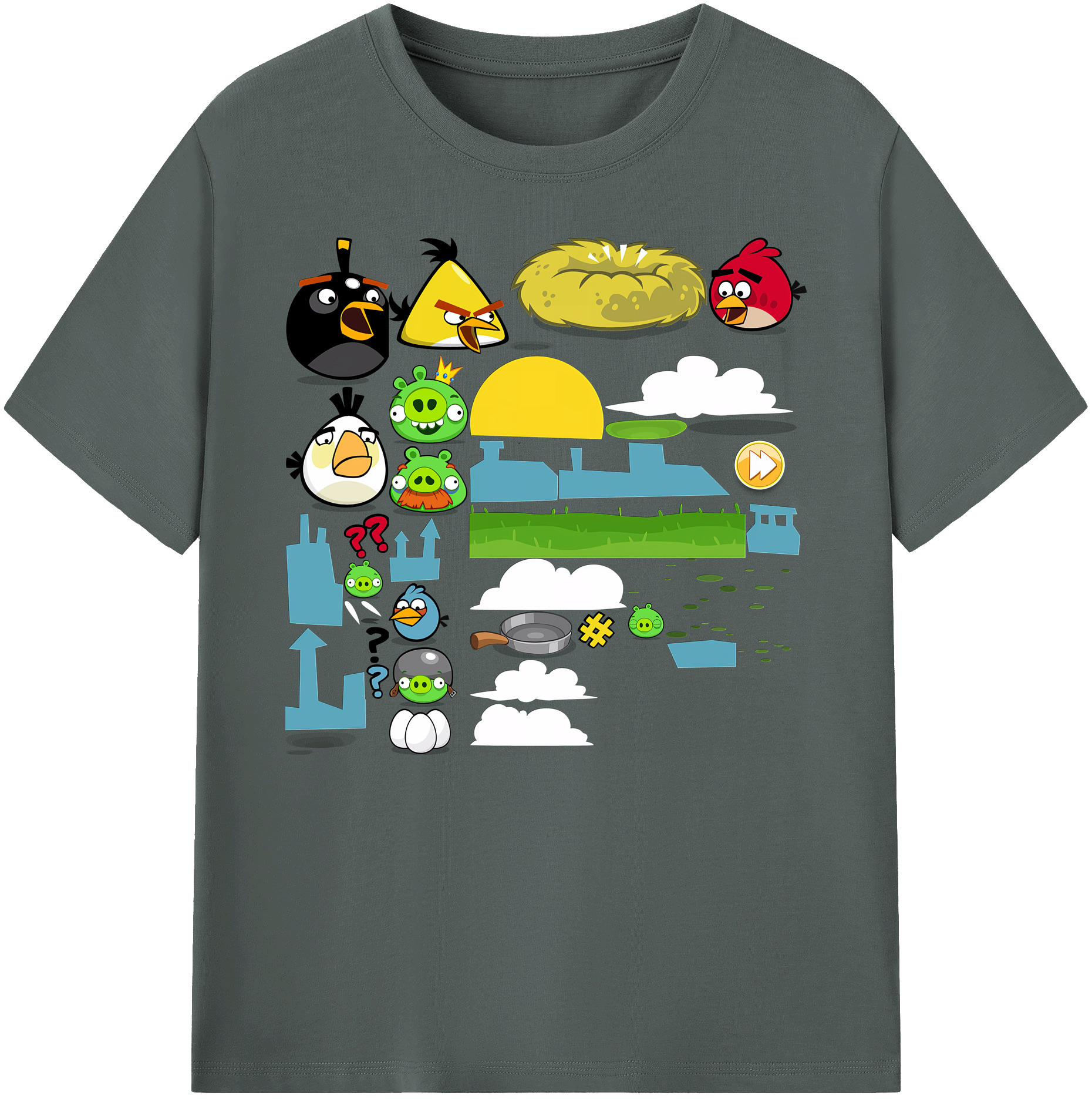 （画像用） Angry Birds アングリーバード 綿100％ メンズ半袖Tシャツ｜肌触りやわらか＆通気性